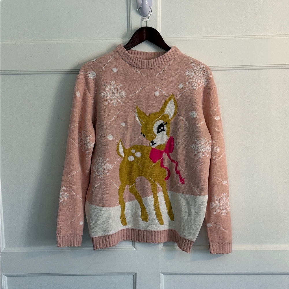 Pink Deer Pattern Sweater